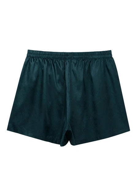Men's Silk Satin Pajamas Set Vest Top and Boxer Shorts Sleepwear Home Loungewear