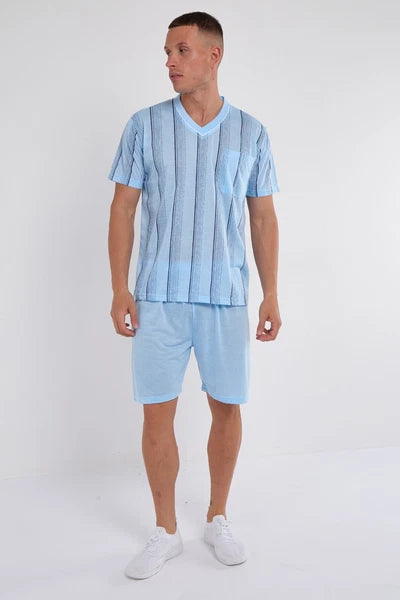 Mens SUMMER Cool Pyjamas Shorts Set Short Sleeve Nightwear Pjs Loungewear Cotton