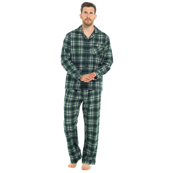 Mens BRUSHED Cotton PYJAMAS Set Winter Warm Traditional 100% Cotton FLANNEL PJs