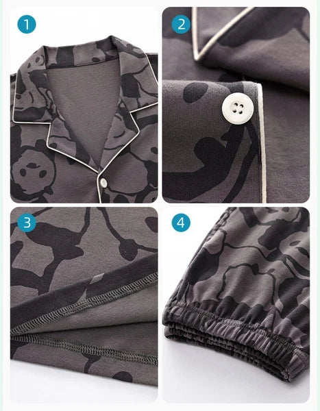 Men's Fashion Pajama Set Panda Print Comfortable Homewear Leisure Wear Sleepwear