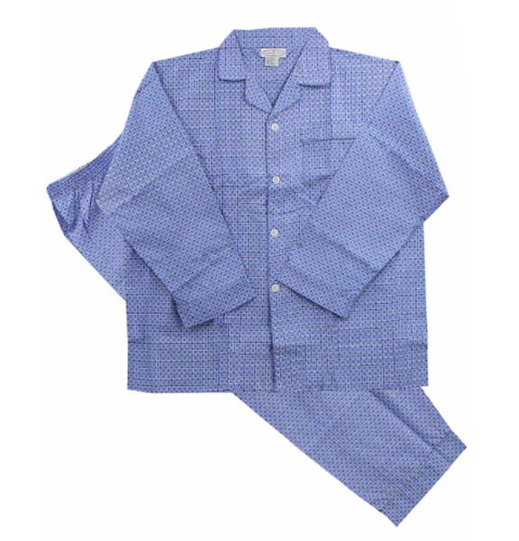 Men's Cotton Blend Button Up 2 Piece Sleepwear Pajama Set