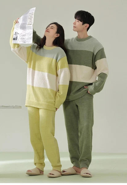 Men's Women Sleepwear Couples Sport Outdoor Warm Winter Comfortable Pajamas Set