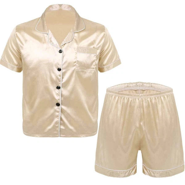 Men's Pajamas Set Soft Satin Homewear Ice Silk Bathrobes Sleepwear Nightwear