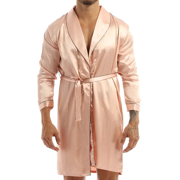 Men's Pajamas Set Soft Satin Homewear Ice Silk Bathrobes Sleepwear Nightwear