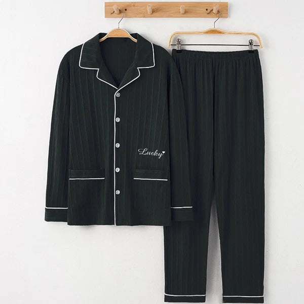 Mens Check Pyjama Long Sleeve Top Trouser Cotton Nightwear Lounge Wear Pyjamas