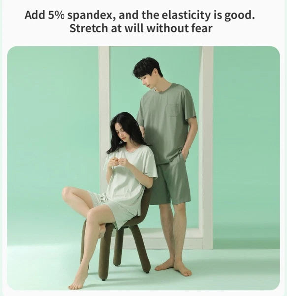 Men's Pajamas Soft Cooling Pure Color Short Sleeve Comfortable Summer Home Wear