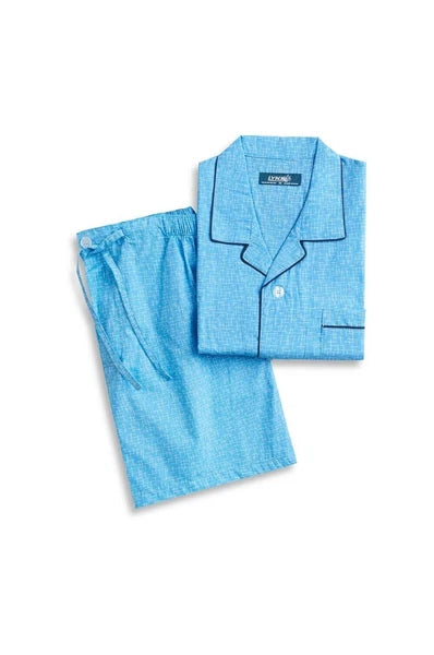 Mens Lynx Sizes S-7XL Bonnie Blue Cotton Short Sleeve Pyjama Set Pjs