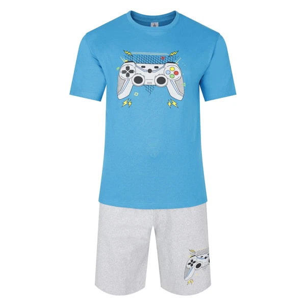 Mens Short Pyjamas Gamer PJ Sets Gaming Night Sleep Lounge Wear L XL XXL New