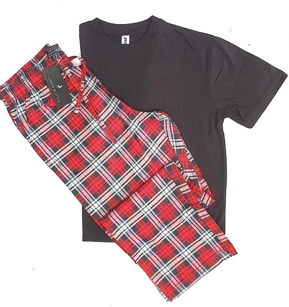 Mens Short Sleeve Pyjama Set Pj T-Shirt Pyjamas Loungewear Nightwear Sleepwear