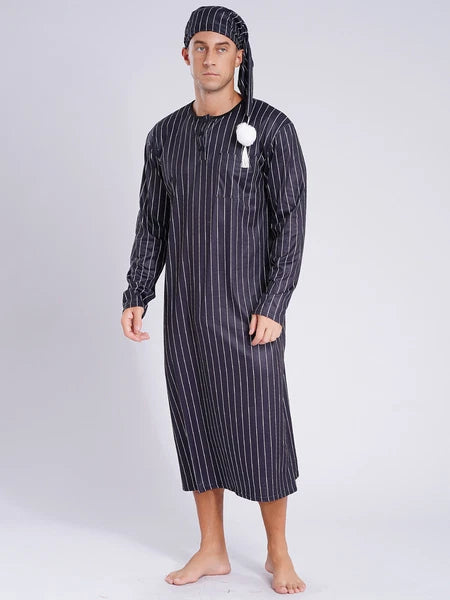 Mens Nightwear Halloween Nightgowns Plaid Pajamas Pompom Loungewear Nightshirt