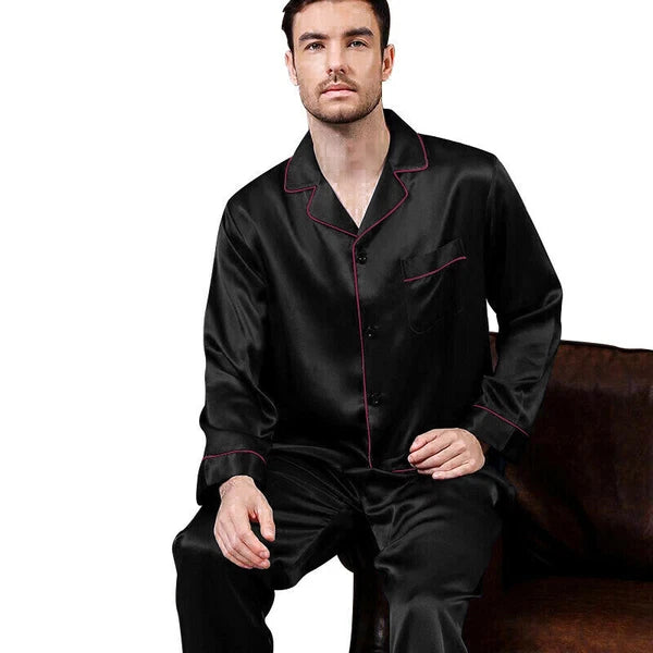 Mens Silk Satin  Pajamas -PJ Set  Top and Bottom ''5 DAY DELIVERY - USA Seller''