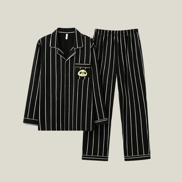 Men's Pajama Set Striped Sleepwear Antibacterial Comfortable Fashion Long Sleeve