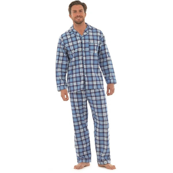 Mens BRUSHED Cotton PYJAMAS Set Winter Warm Traditional 100% Cotton FLANNEL PJs