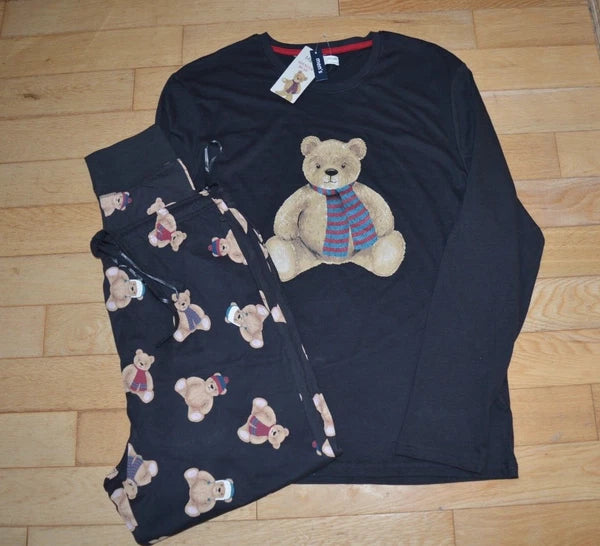 New M&S Mens Spencer Bear Cotton Pyjamas Sz M