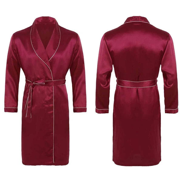 Men Silk Satin Pajamas Set Shirt Top Shorts Pants Long Robe Sleepwear Nightwear