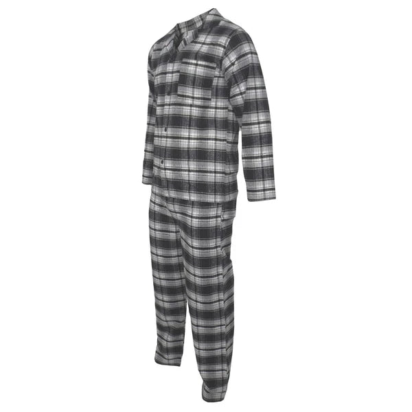 Mens Pyjamas Flannel Brushed Cotton Check Stripe Pyjama Set PJS Sizes S  2XL 3XL