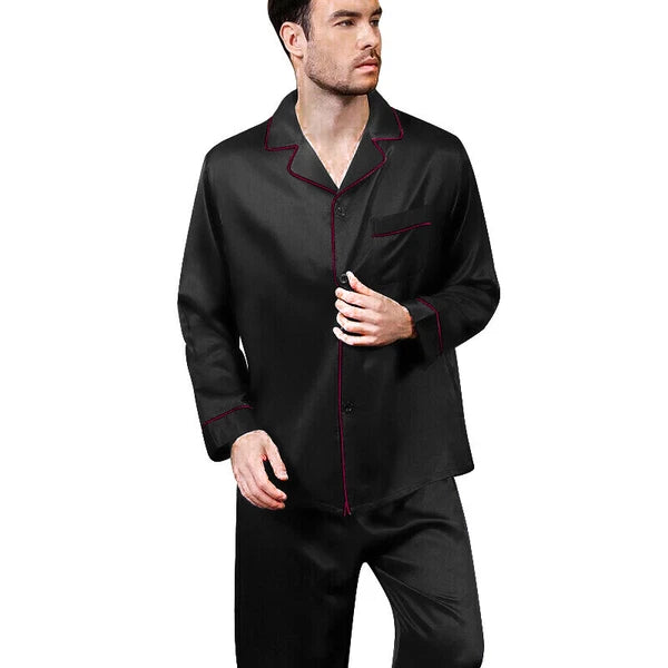 Mens Silk Satin  Pajamas -PJ Set  Top and Bottom ''5 DAY DELIVERY - USA Seller''