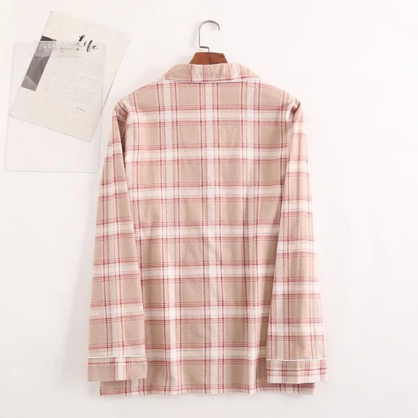 Men's Pajamas Set 100% Cotton Sleepwear Long Sleeve Button Top Pants Nightwear