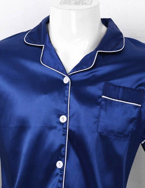 Mens Silk Satin Pajamas PJ Set Top and Bottom Shirts Shorts Sleepwear Nightwear