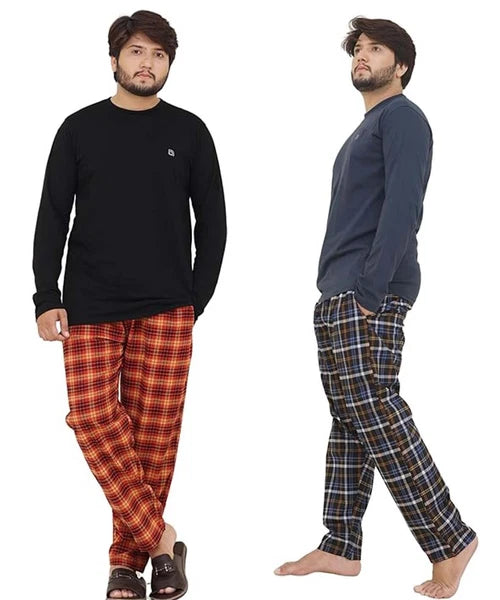 Mens Checked Pyjama Set Lounge Top Pants PJs Pajamas Nightwear UK S-3XL