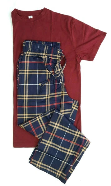 Mens Short Sleeve Pyjama Set Pj T-Shirt Pyjamas Loungewear Nightwear Sleepwear