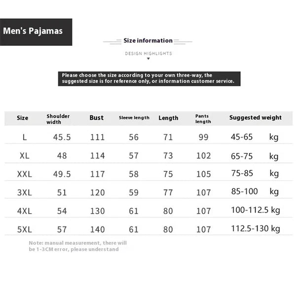 Men's Pajamas Spring Fall Winter Home Wear Sleepwear 2 Piece Set Loungewear