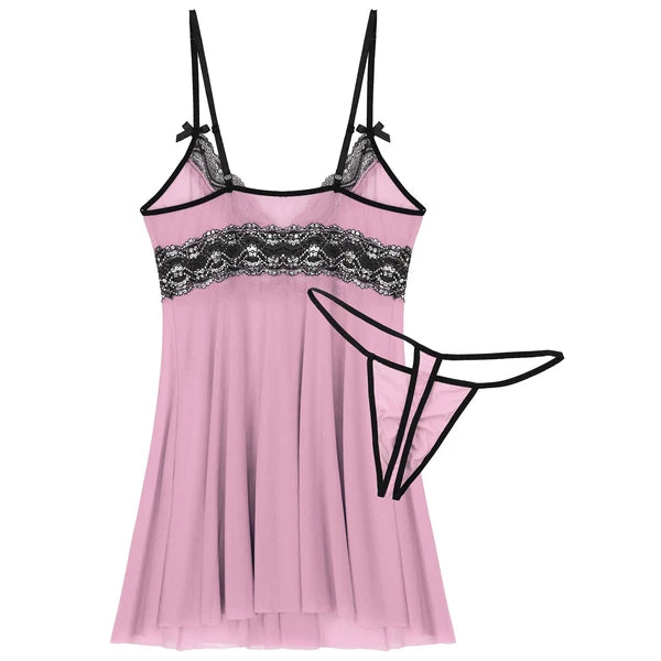 Mens Sissy Nightdress Pajamas Crossdress Nightwear Lingerie Set Sleepwear