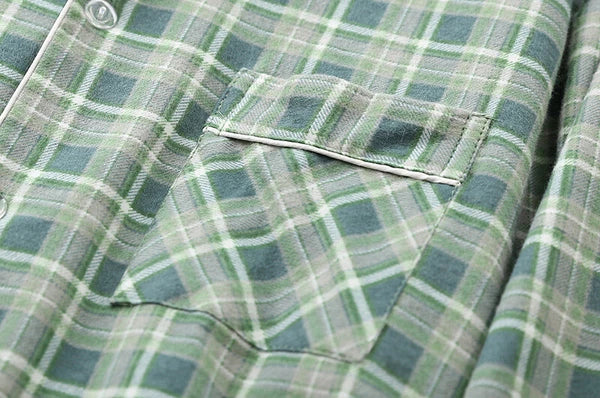 Men 100% Cotton Pajamas Set Long Sleeve Pjs Button Soft Pants Sleepwear Lounger