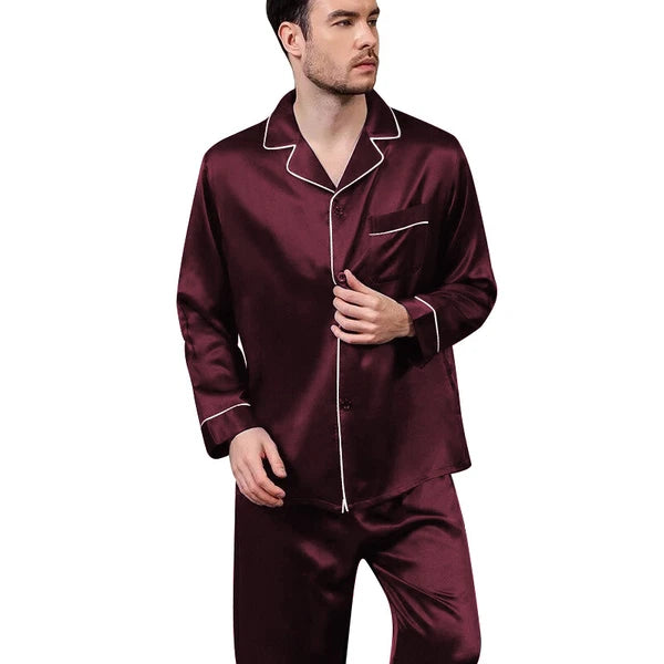 Mens Silk Satin  Pajamas -PJ Set  Top and Bottom ''5 DAY DELIVERY - USA Seller''