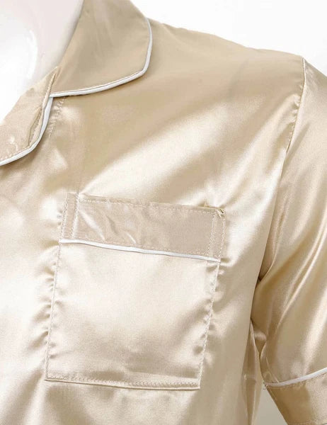 Men's Pajamas Set Soft Satin Homewear Ice Silk Bathrobes Sleepwear Nightwear