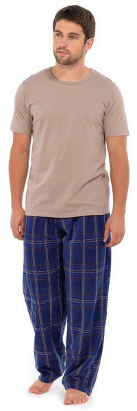 Tom Franks Mens Fleece Check Long Pyjamas