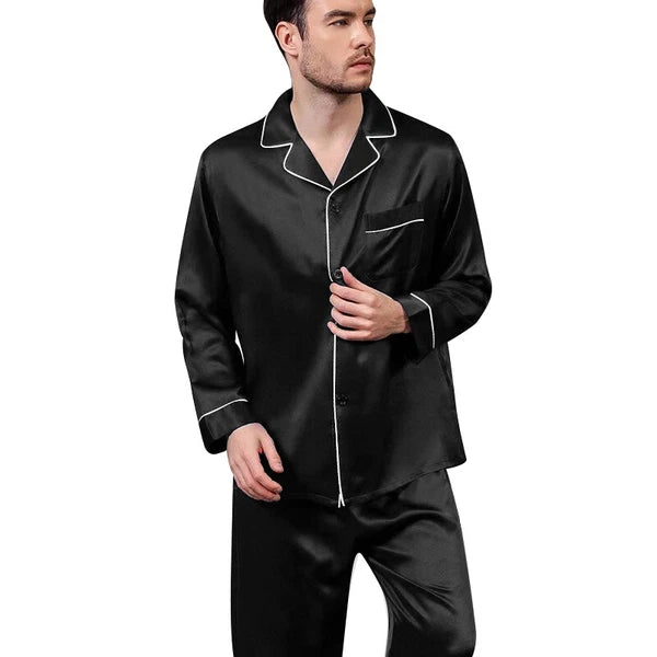 Mens Silk Satin  Pajamas -PJ Set  Top and Bottom ''5 DAY DELIVERY - USA Seller''