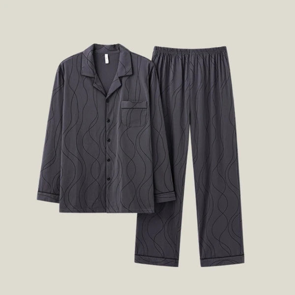 Mens Pyjamas Set Antibacterial Cotton Long Sleeve Homewear Comfortable Sleepwear