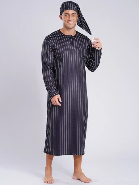 Mens Nightwear Halloween Nightgowns Plaid Pajamas Pompom Loungewear Nightshirt