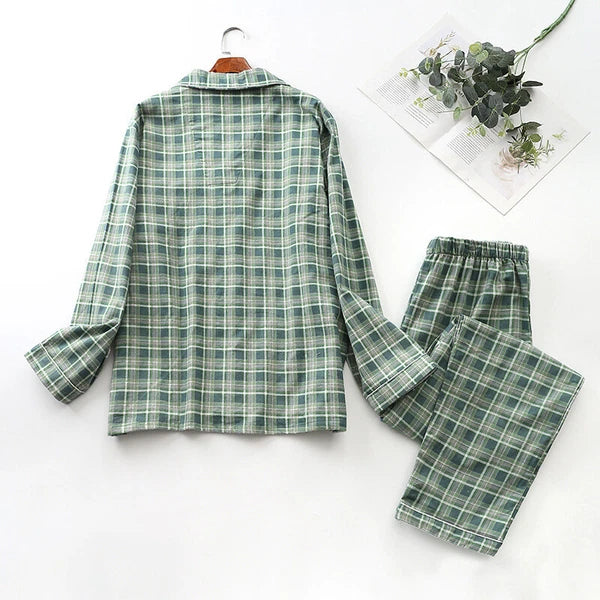 Men 100% Cotton Pajamas Set Long Sleeve Pjs Button Soft Pants Sleepwear Lounger