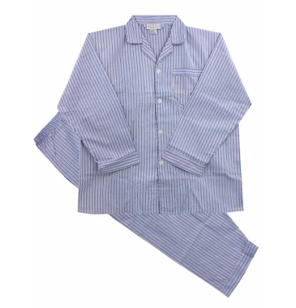 Men's Cotton Blend Button Up 2 Piece Sleepwear Pajama Set