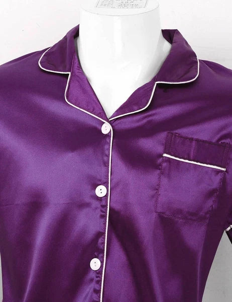 Men Silk Satin Pajamas Set Shirt Top Shorts Pants Long Robe Sleepwear Nightwear