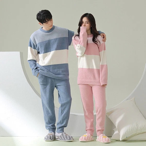 Men's Women Sleepwear Couples Sport Outdoor Warm Winter Comfortable Pajamas Set