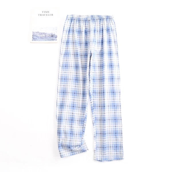 Men's Pajamas Set 100% Cotton Sleepwear Long Sleeve Button Top Pants Nightwear