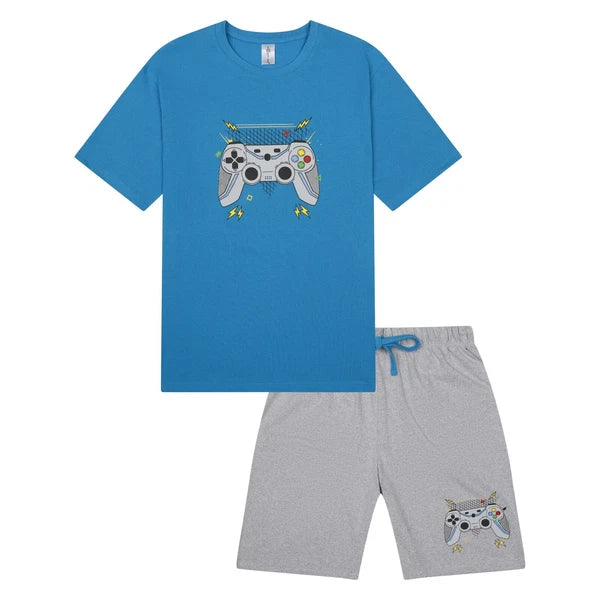 Mens Short Pyjamas Gamer PJ Sets Gaming Night Sleep Lounge Wear L XL XXL New