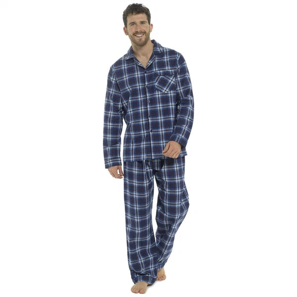 Mens BRUSHED Cotton PYJAMAS Set Winter Warm Traditional 100% Cotton FLANNEL PJs