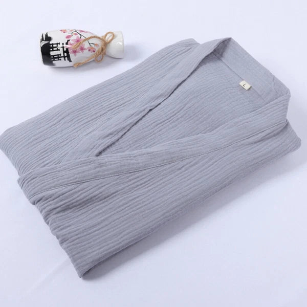 Japanese Men's Crepe Cotton Yukata Pajamas Set Kimono Top Pants Sleepwear Lounge