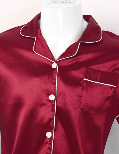 Men Silk Satin Pajamas Set Shirt Top Shorts Pants Long Robe Sleepwear Nightwear