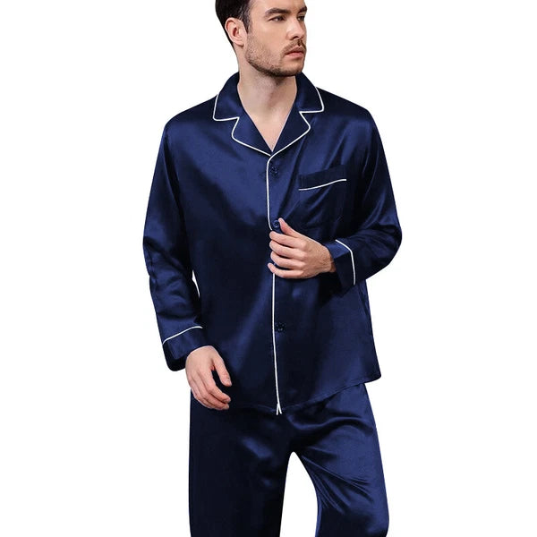 Mens Silk Satin  Pajamas -PJ Set  Top and Bottom ''5 DAY DELIVERY - USA Seller''