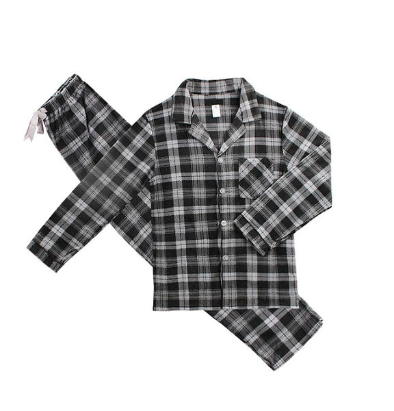 Men's Plaid Fleece 2 Piece Sleep Button Up Drawstring Waist Classic Pajama Set