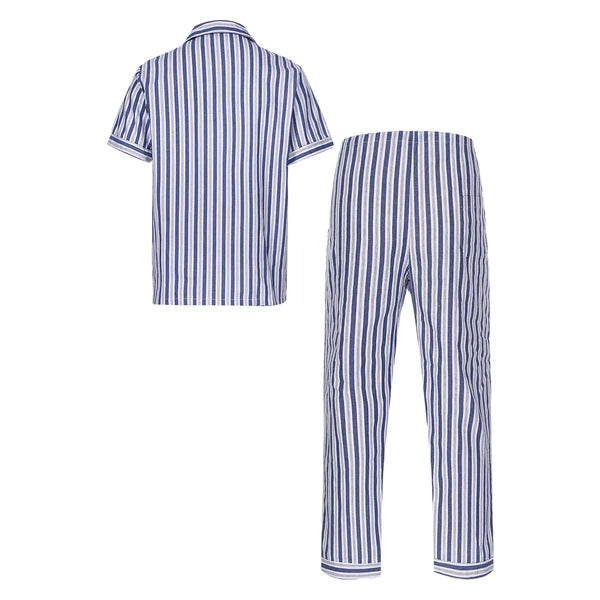 Mens Homewear 2pcs Pajama Set Sleep Sleepwear Shirt Nightgown Button Down Suits