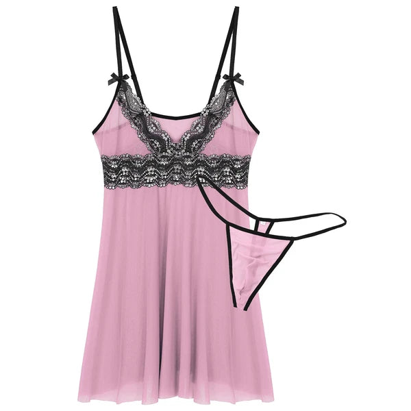 Mens Sissy Nightdress Pajamas Crossdress Nightwear Lingerie Set Sleepwear