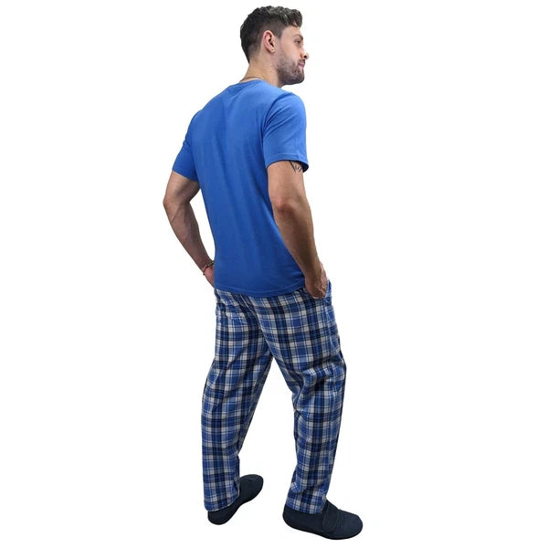 Pyjama SET Mens Cotton Top & Pant Lounge Pockets Sleep 2 Piece PJS Summer M/4XL