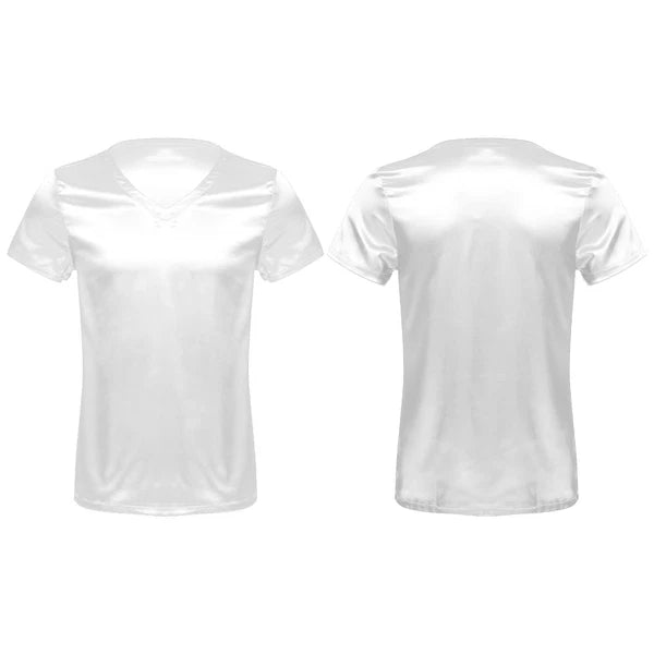 Mens Muscle Shirts Pajama Set Sexy Satin Sleepwear Tank Top Shorts Nightwear