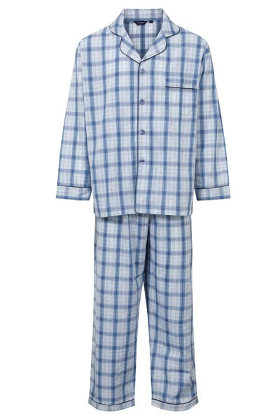 Mens Long Traditional Pyjamas 2 Piece Classic Set Hospital Top+Bottoms Nightwear